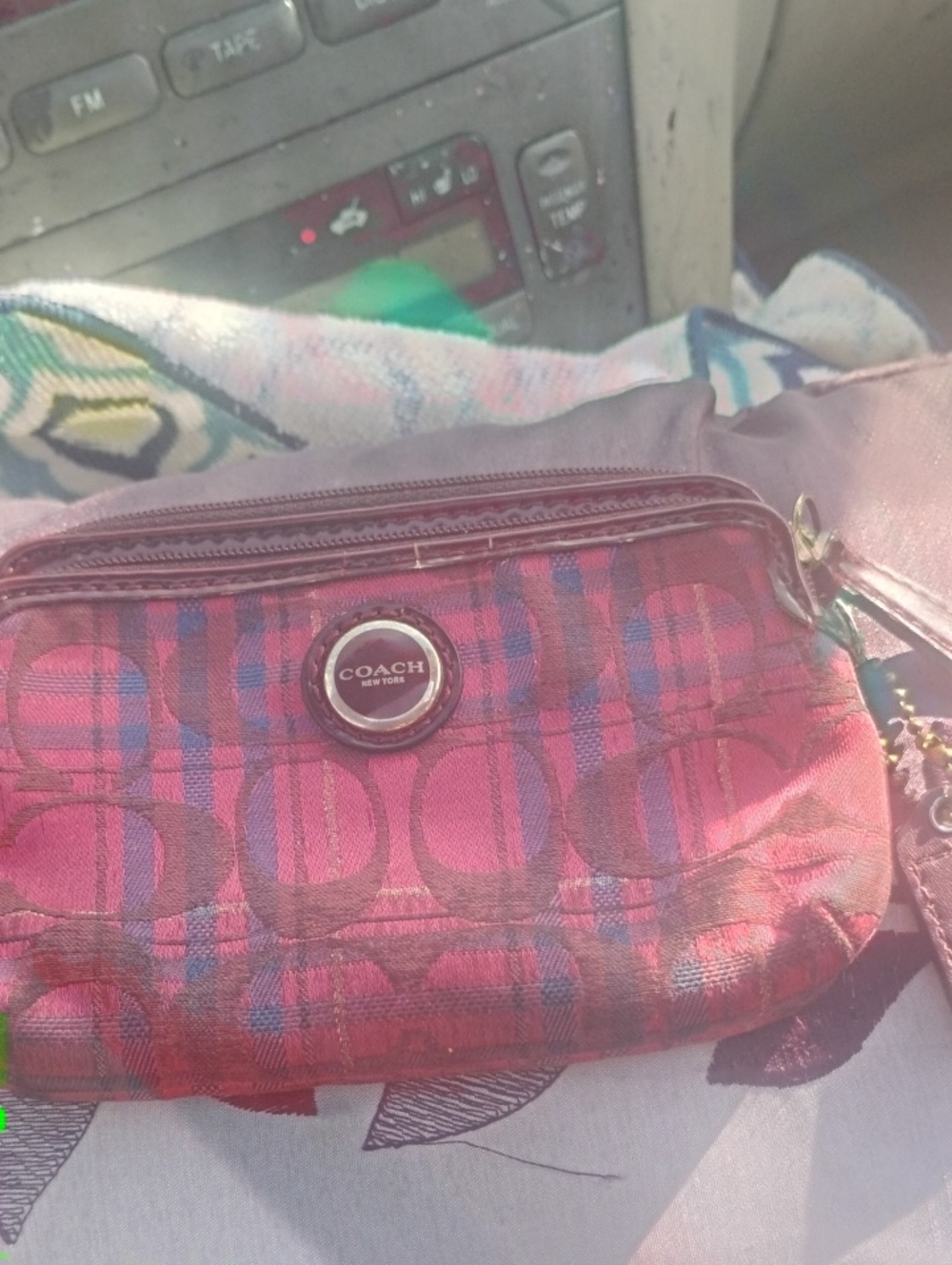 Coach Pink Signature Wristlet Pouch